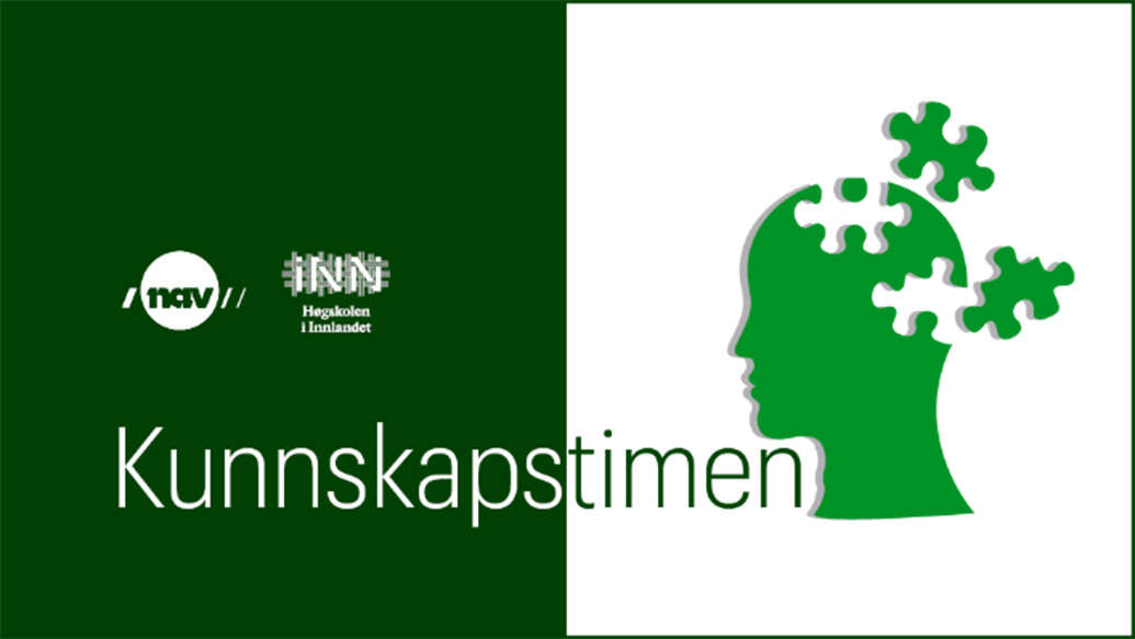 Banner for arrangementet kunnskapstimen med tekst kunnskapstimen og logoene til NAV og HINN
