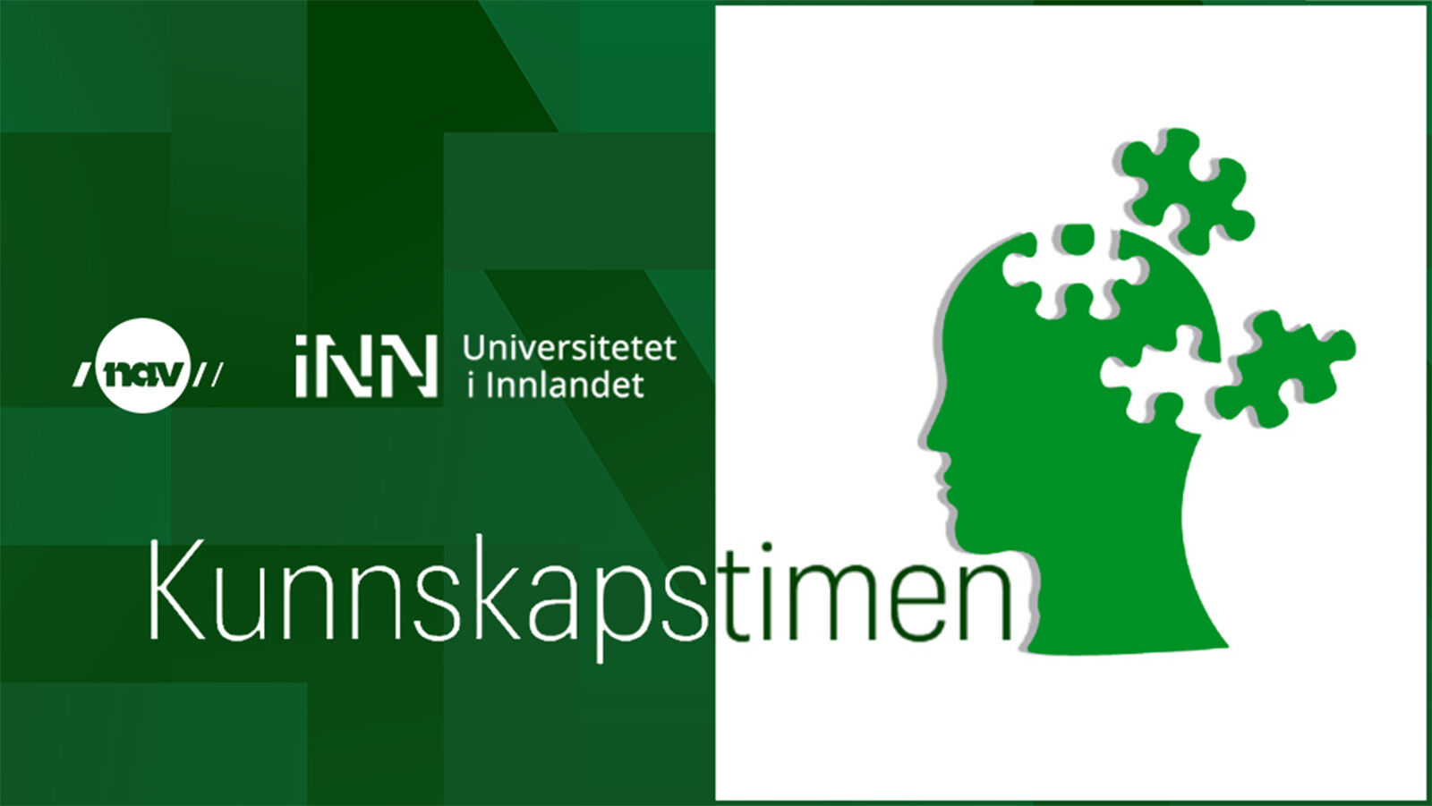 Kunnskapstimenslogo grønn og hvit med Nav og INNs logo