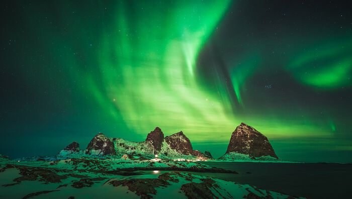 Nordlys over Træna, Helgeland