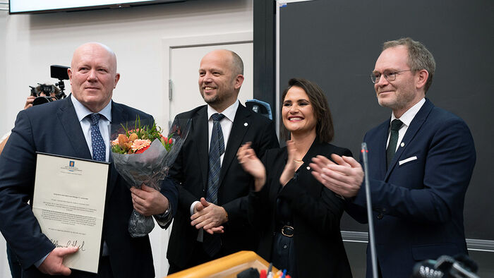 Tre statsråder og rektor. 