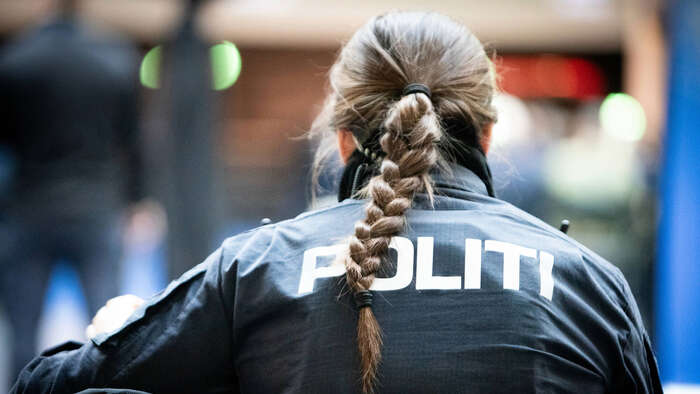 rygg til politidame med lang flette 