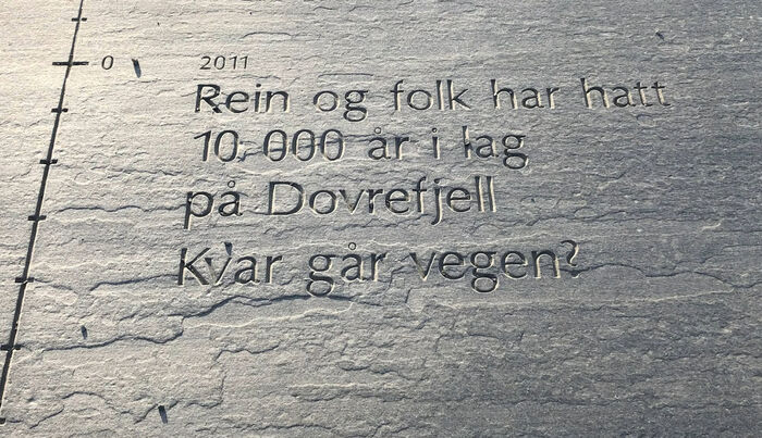 stein med tekst om villrein