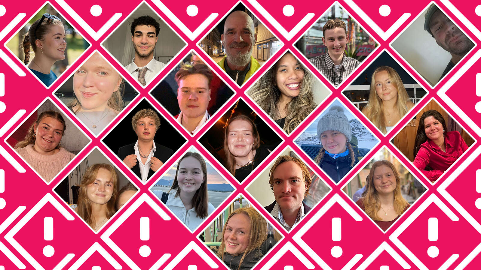 Et rutenett av portrettbildene til de 19 kandidatene som stiller til Studenttinget