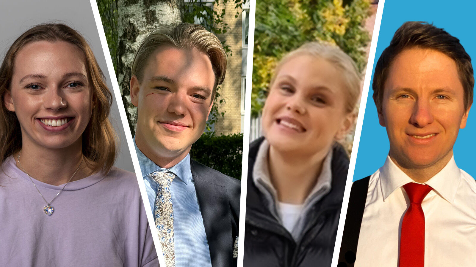 En kollasj av portrettbildene til de fire studentene som ble valgt inn i Universitetsstyret