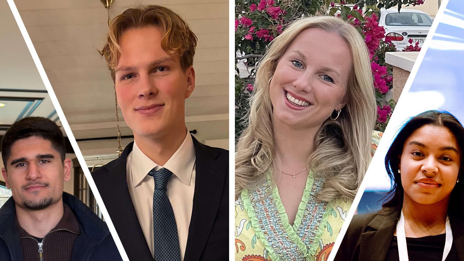 En kollasj av portrettbildene til de fire studentene som ble valgt inn i Universitetsstyret
