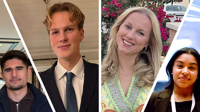 En kollasj av portrettbildene til de fire studentene som ble valgt inn i Universitetsstyret