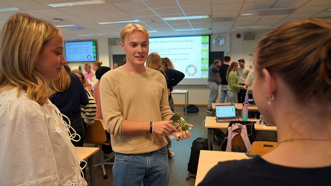 Studenter i en forelesningssal. 
